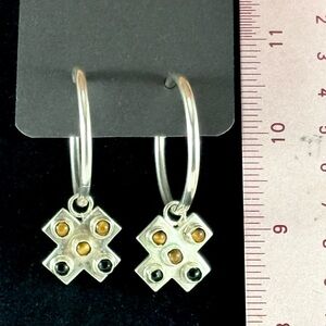 Elegant Sterling Silver Hoops with gemstone charms.